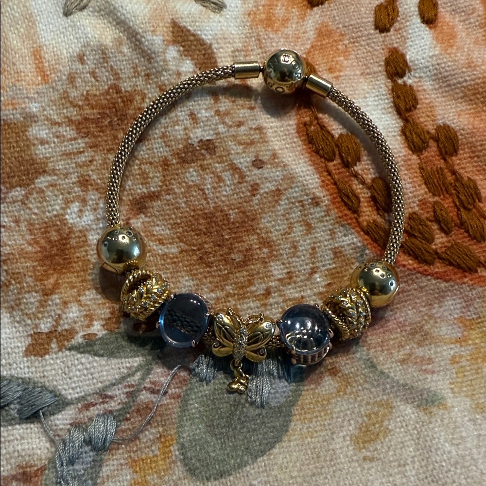 Pandora Gold and Silver Charm Bracelet